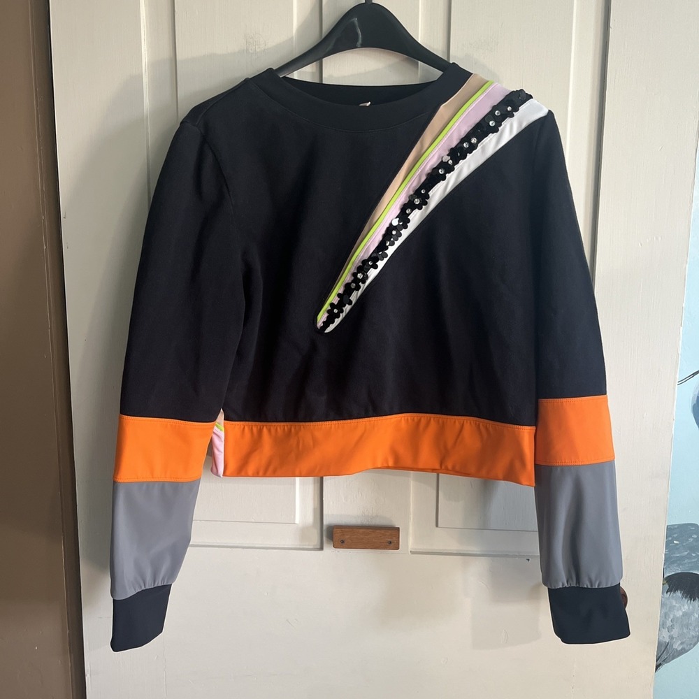 Noka'oi Colorblock Reflective Sweatshirt Sequin Neon Pullover Women's M Yoga